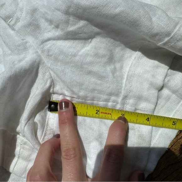 🌿 Athleta 100% Linen White Cabo Shorts Lightweight Elastic Waist Women’s 10 - Picture 7 of 7